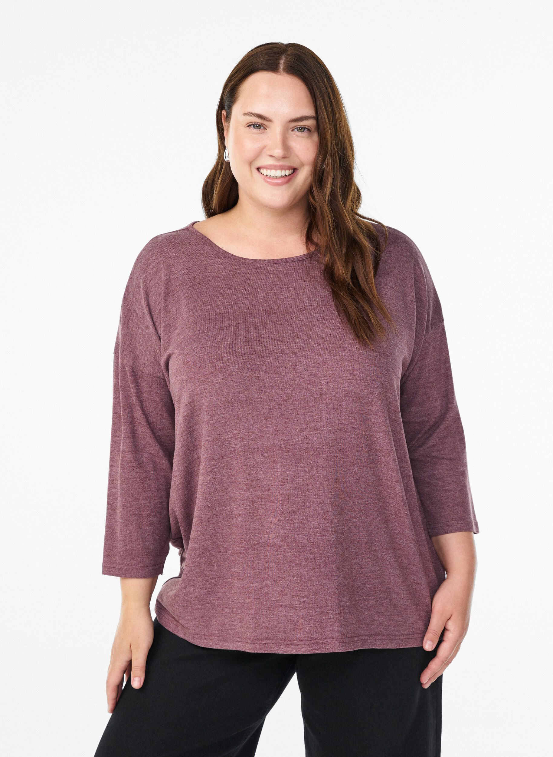 Zizzi Bluse aus Jersey mit 3/4-&Auml;rmeln, Rot, Model image number 0