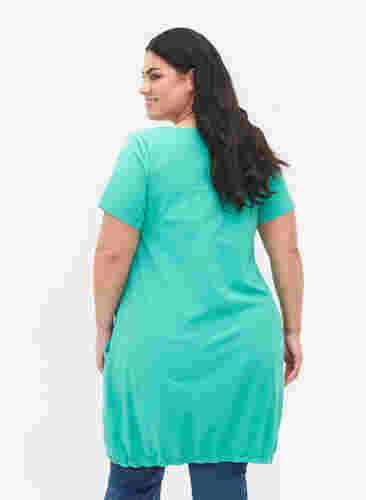 Kurzarm Kleid aus Baumwolle, Aqua Green, Model image number 1