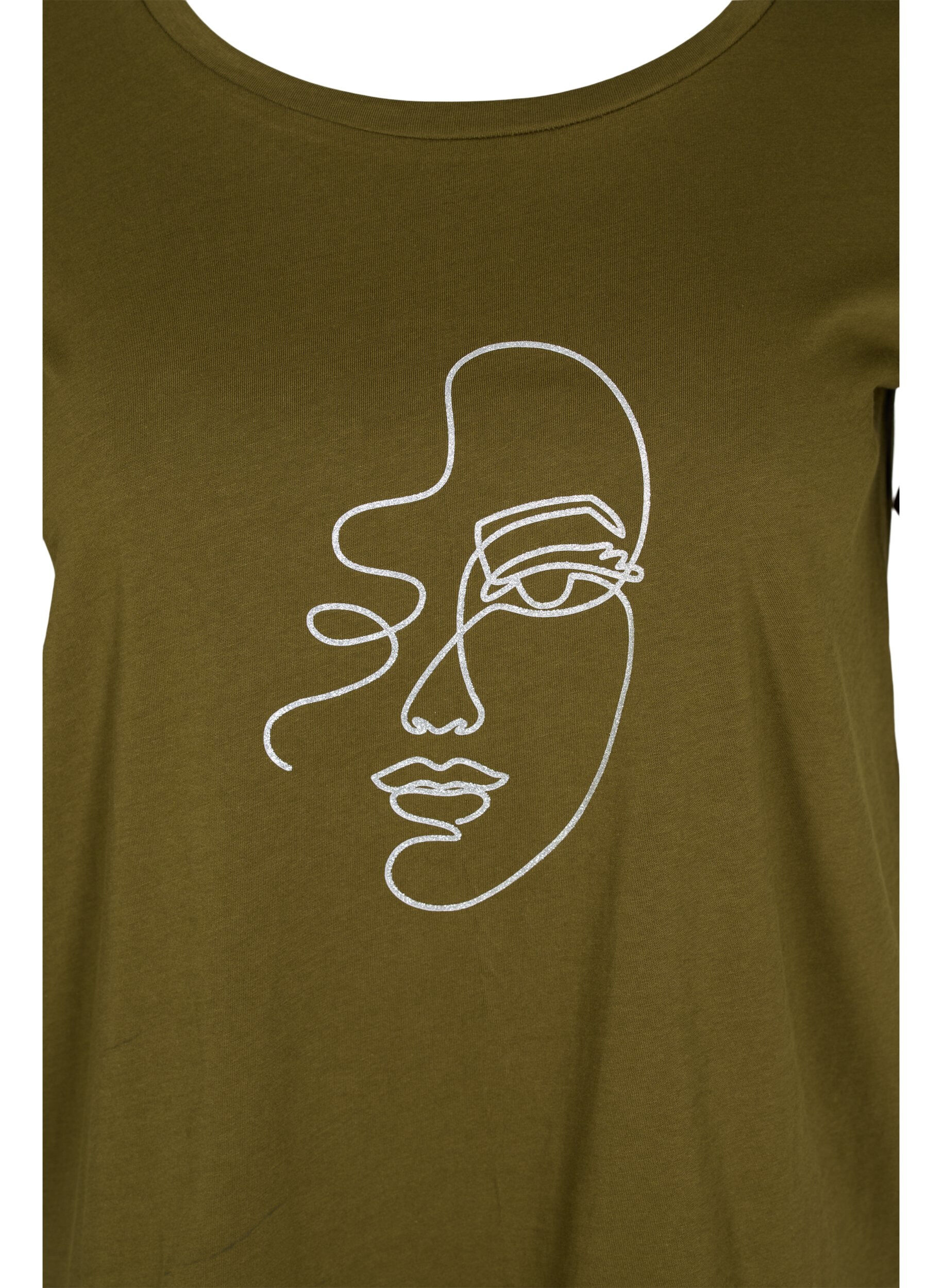 Zizzi T-Shirt mit Glitzerprint aus Baumwolle, Ivy G. Shimmer Face, Packshot image number 2
