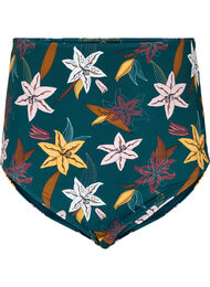 Extra hoch taillierte Bikini-Hose mit Blumenprint, Lily Teal, Packshot