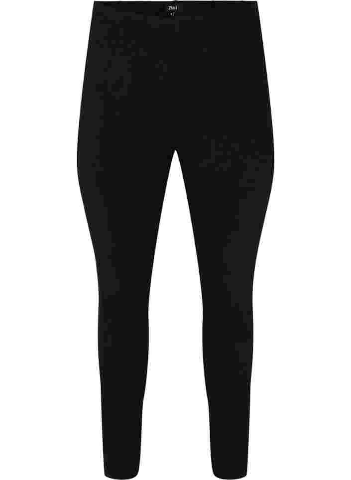 Einfarbige Leggings mit Print, Black, Packshot image number 0
