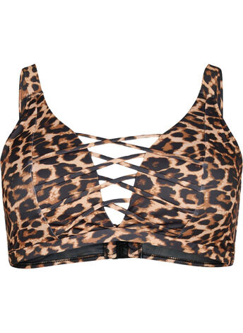 Bikini-BH mit Leopardenmuster und String-Detail