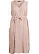 &Auml;rmelloses gestreiftes Midikleid aus Leinen und Viskose, Beige, Packshot image number 0