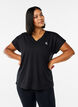 Lockeres Trainings-T-Shirt mit V-Ausschnitt, Schwarz, Model image number 0