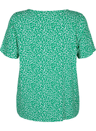 FLASH – Kurzarmbluse aus Viskose mit Aufdruck, Bright Green Wh.AOP, Packshot image number 1