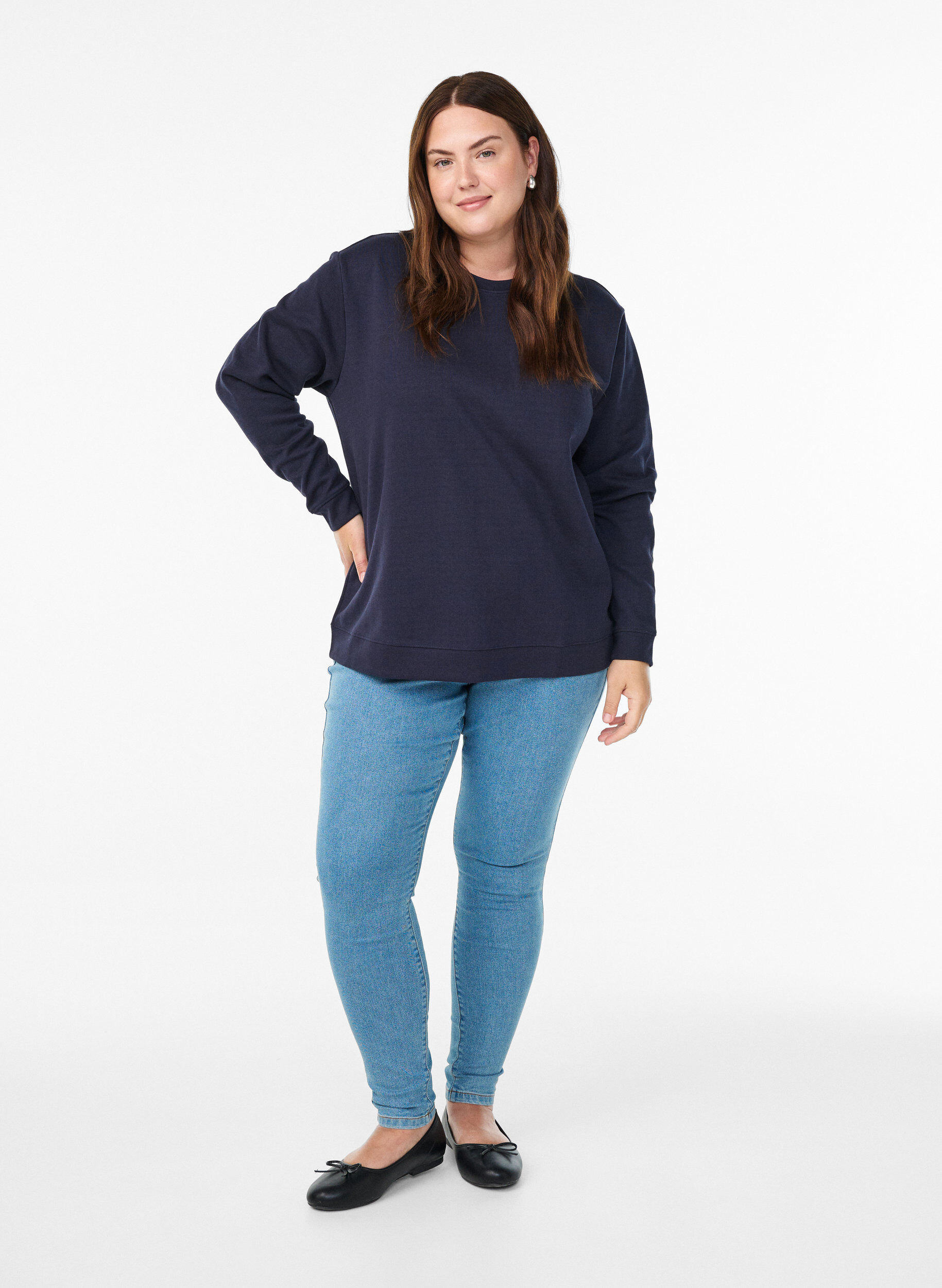 ZizziSweatshirt mit Rundhalsausschnitt, Blau, Model image number 1