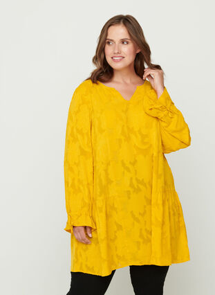 Tunika mit V-Ausschnitt, Golden Yellow, Model image number 0