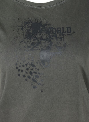 Kurzarm T-Shirt mit Acid Wash und Smock, Dark grey acid wash, Packshot image number 2