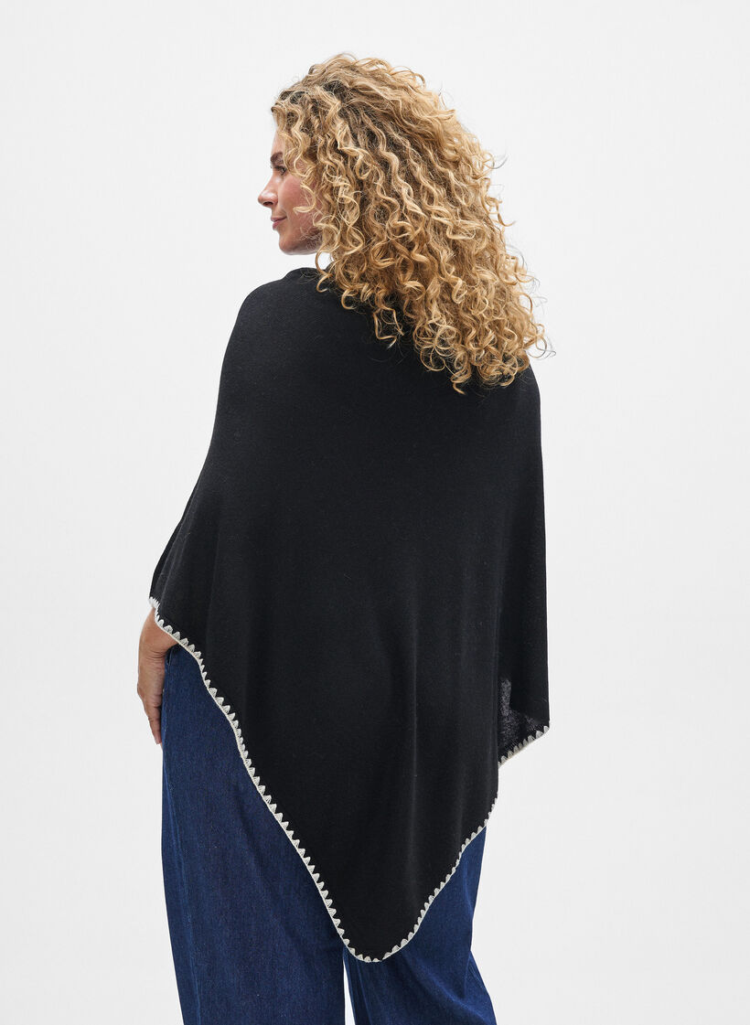 Feinstrickponcho., Schwarz, Model image number 2