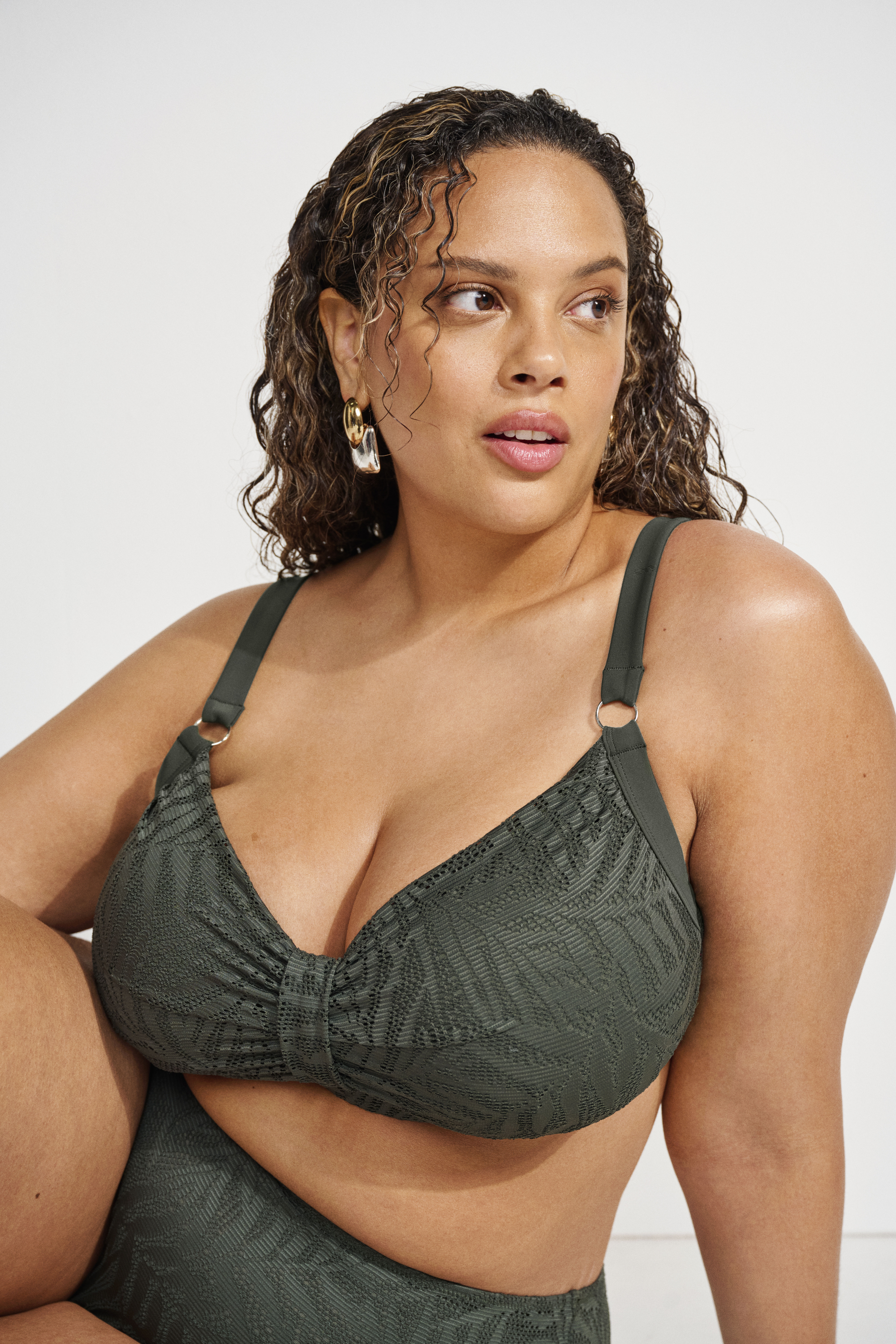 Zizzi Bikini mit strukturiertem Mesh, , Model