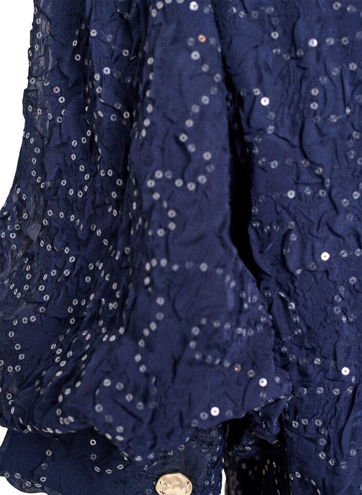 Kurzes Festkleid mit Pailletten, Blau, Packshot image number 3