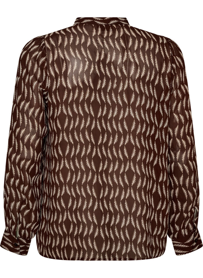 Bluse mit Allover-Print und kurzer Knopfleiste, Braun, Packshot image number 1