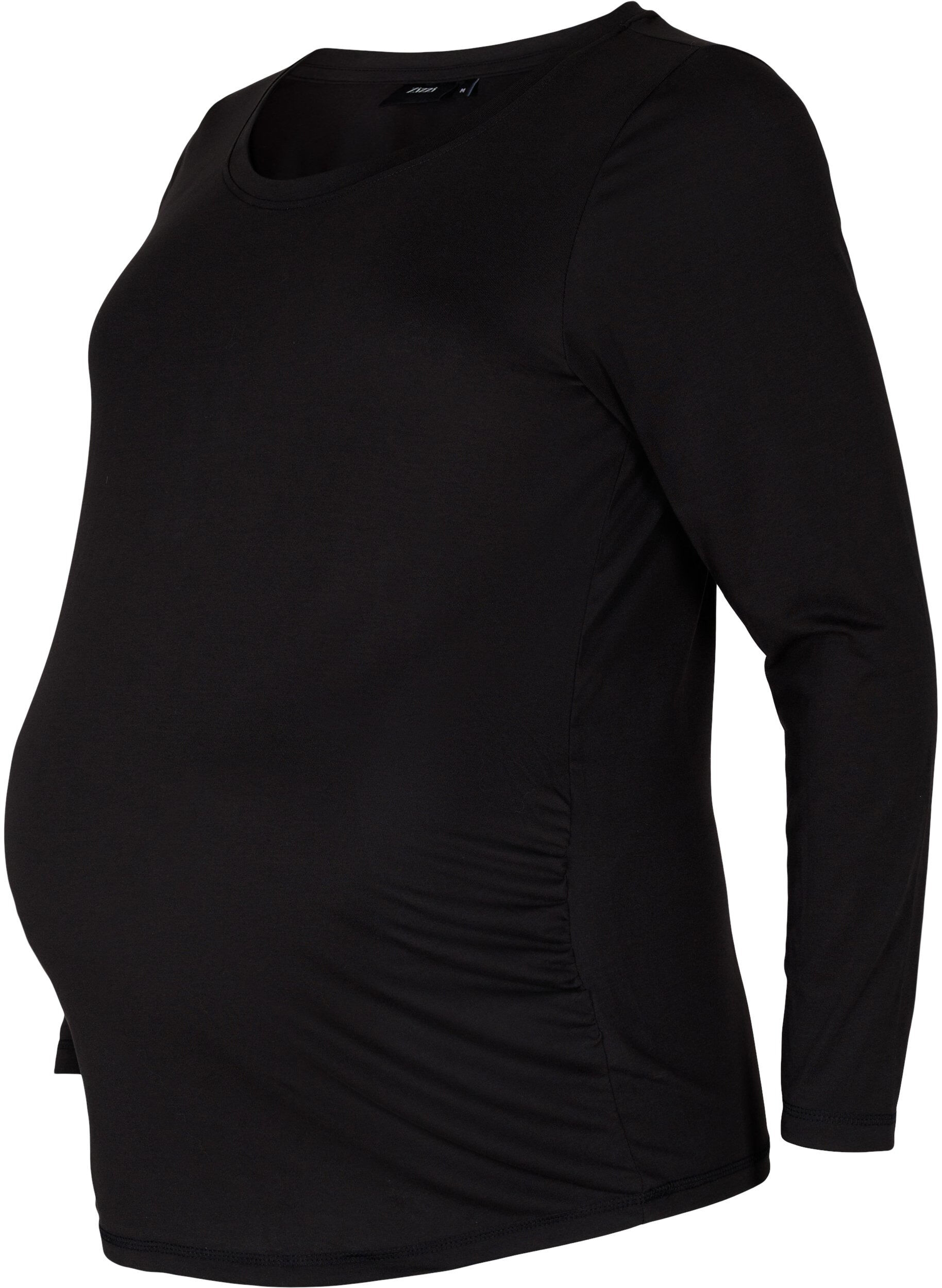 Zizzi Basic Umstandsbluse mit langen &Auml;rmeln, Black, Packshot image number 0
