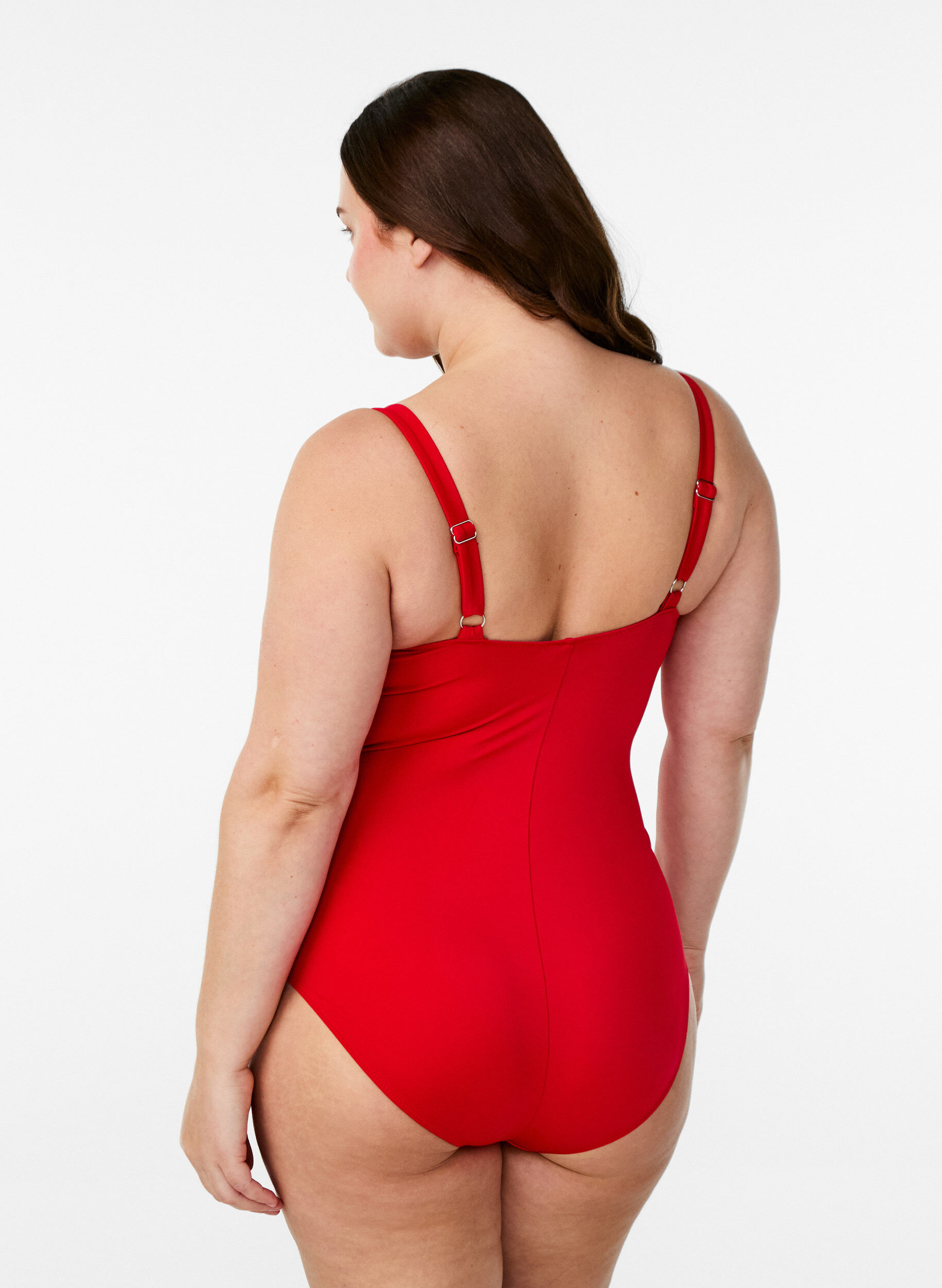 ZizziWattierter Badeanzug mit Drapierung, Rot, Model image number 1