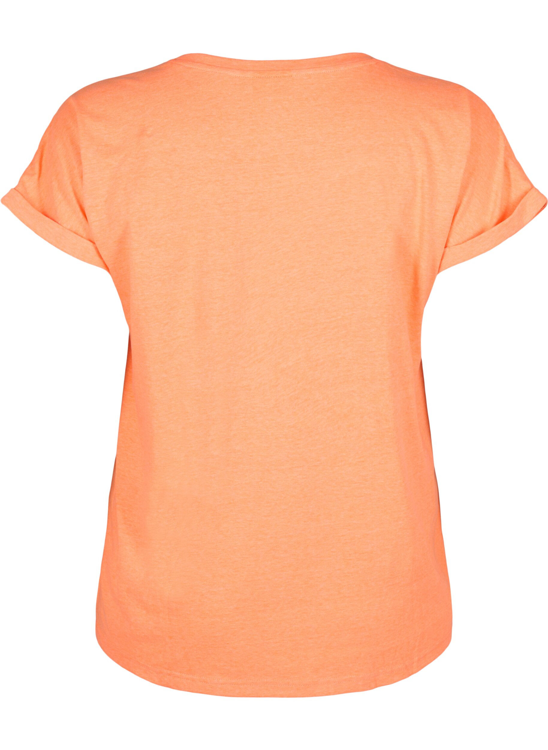Zizzi Neonfarbenes T-Shirt aus Baumwolle, Orange, Packshot image number 1