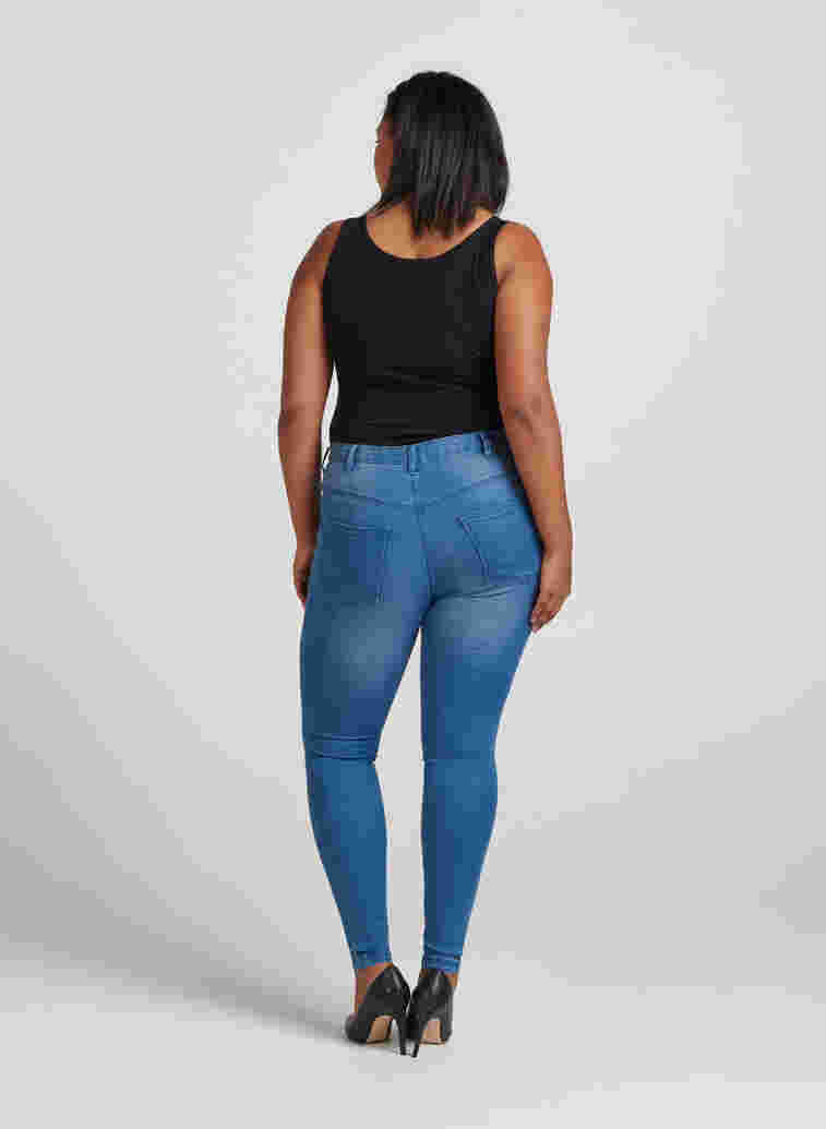 Super Slim Amy Jeans mit hoher Taille, Lt blue Denim, Model image number 1