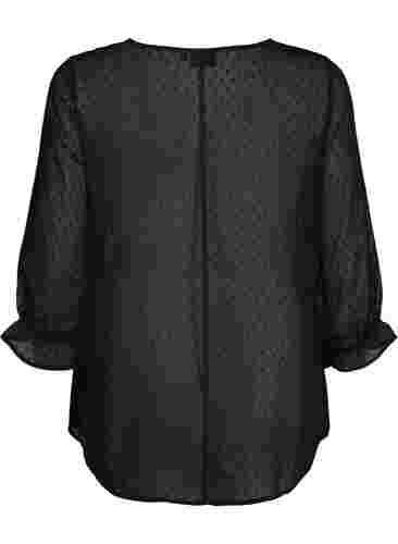 FLASH - Bluse mit 3/4-Ärmel mit Strukturmuster, Black, Packshot image number 1