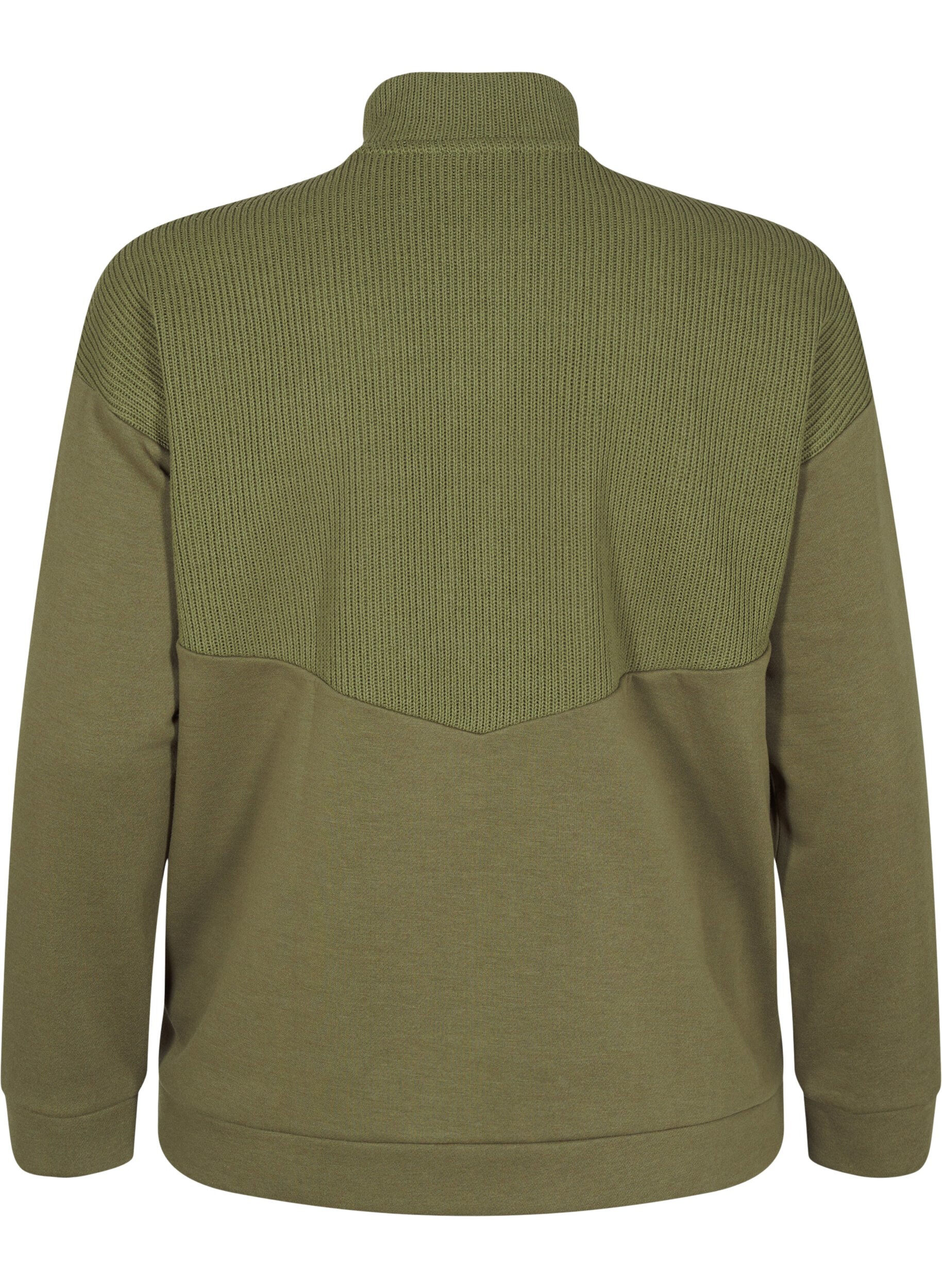 Zizzi Sweatshirt aus Strickmaterial, mit Rei&szlig;verschluss, Winter Moss, Packshot image number 1