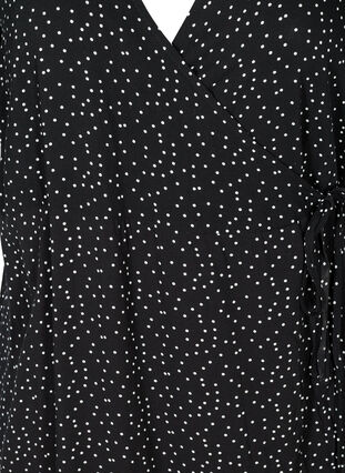 Gepunktetes Wickelkleid mit kurzen Ärmeln, Black, Packshot image number 2