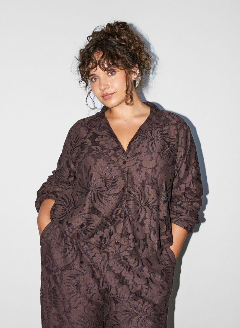 Bomberjacke mit gebl&uuml;mtem Jacquard, Braun, Model image number 0