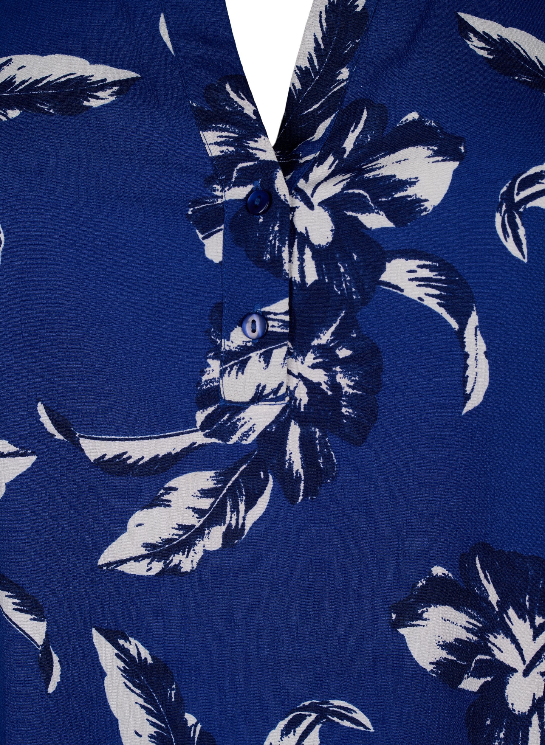 Zizzi FLASH &ndash; Lang&auml;rmlige Bluse mit Druck, Navy Blazer Flower, Packshot image number 2