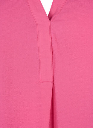Kurzärmelige Bluse mit V-Ausschnitt, Raspberry Sorbet, Packshot image number 2