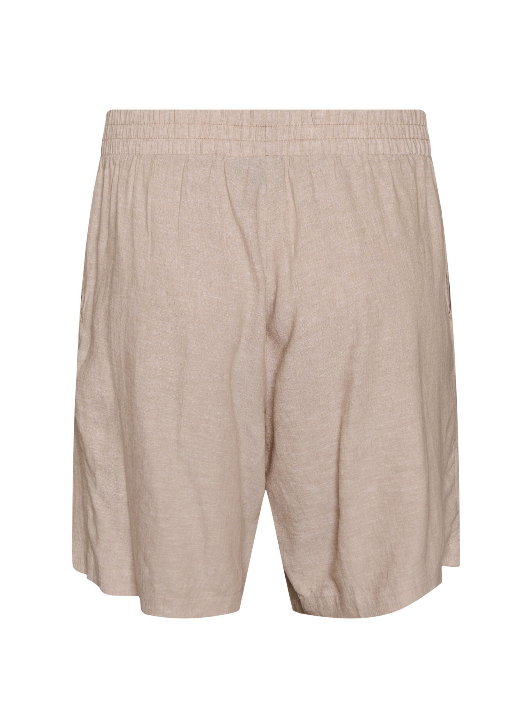 Zizzi Hoch taillierte Shorts aus Leinen und Viskose, Beige, Packshot image number 1