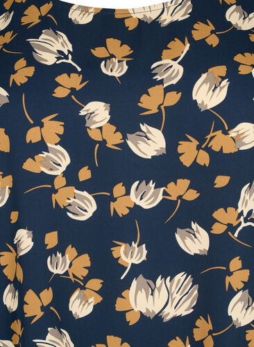 FLASH - Langärmelige Bluse gesmokt und bedruckt, Navy Brown Flower, Packshot image number 2