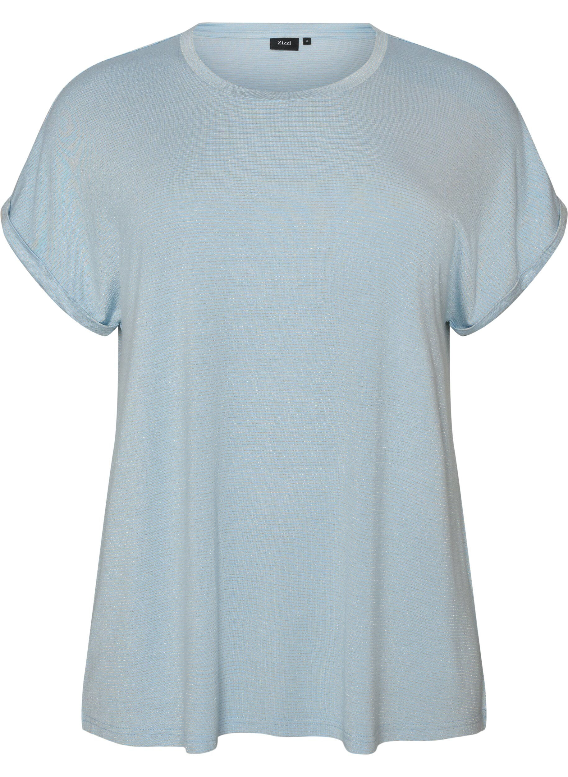 T-Shirt aus Viskose mit Glitzerstreifen