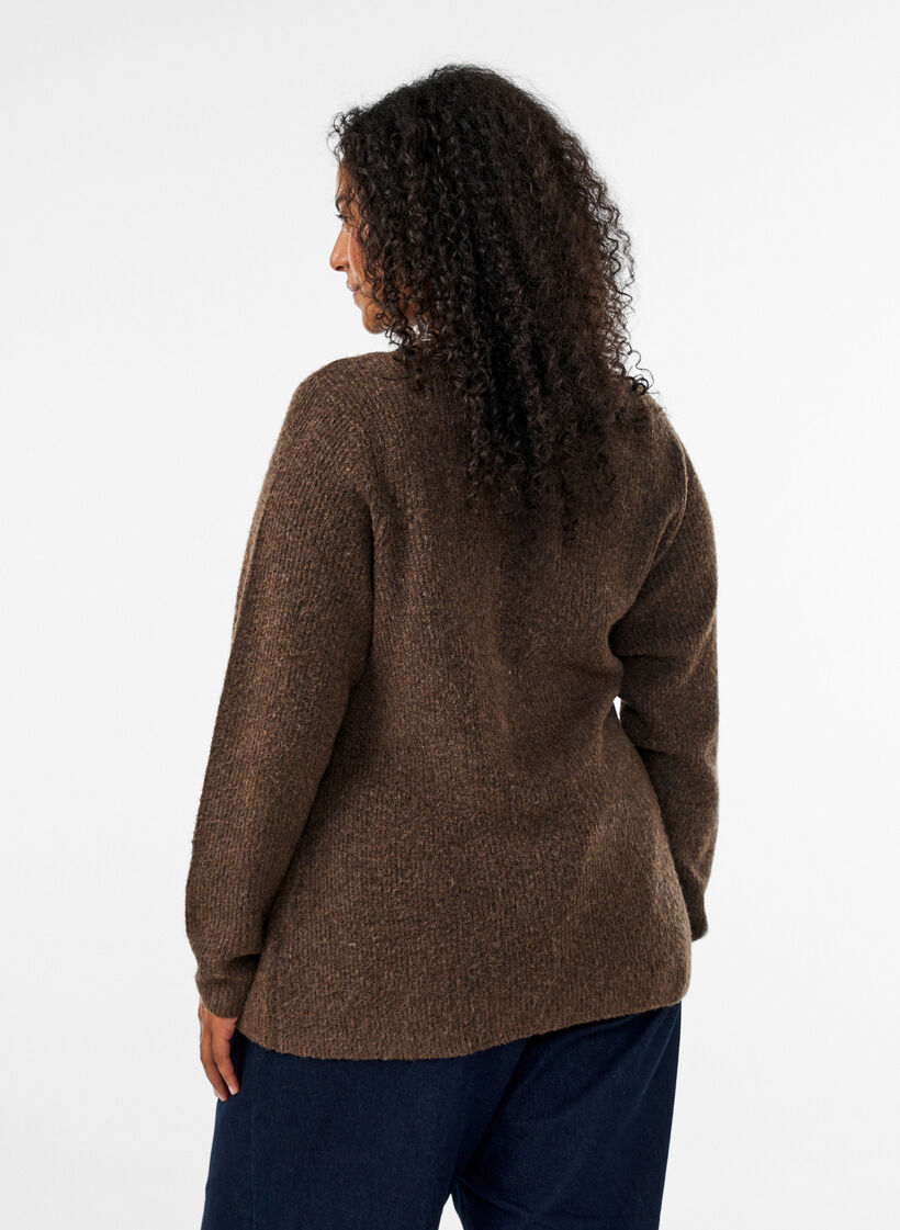 Strickjacke mit asymmetrischem Verschluss, Braun, Model image number 2