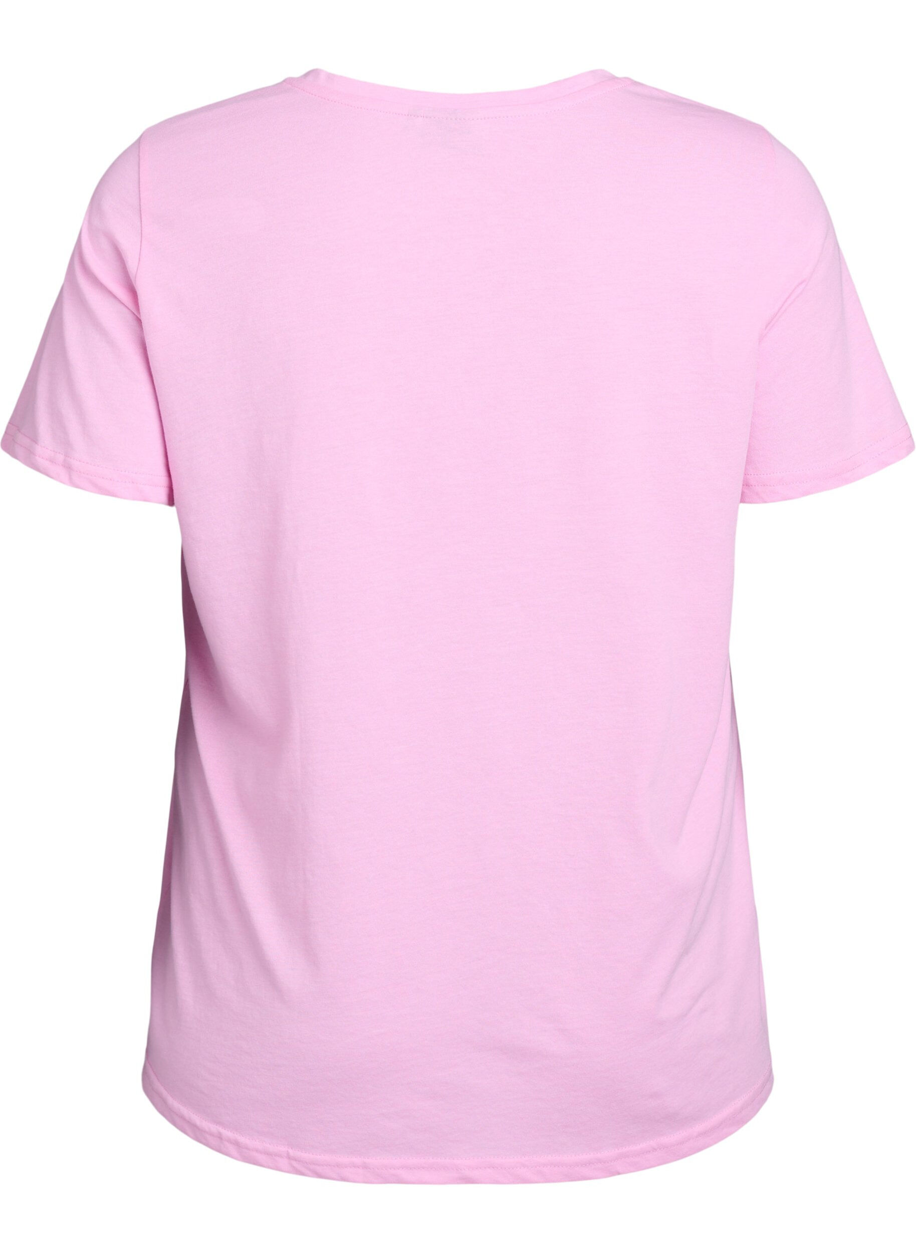 Zizzi Kurz&auml;rmeliges T-Shirt mit V-Ausschnitt, Pink, Packshot image number 1