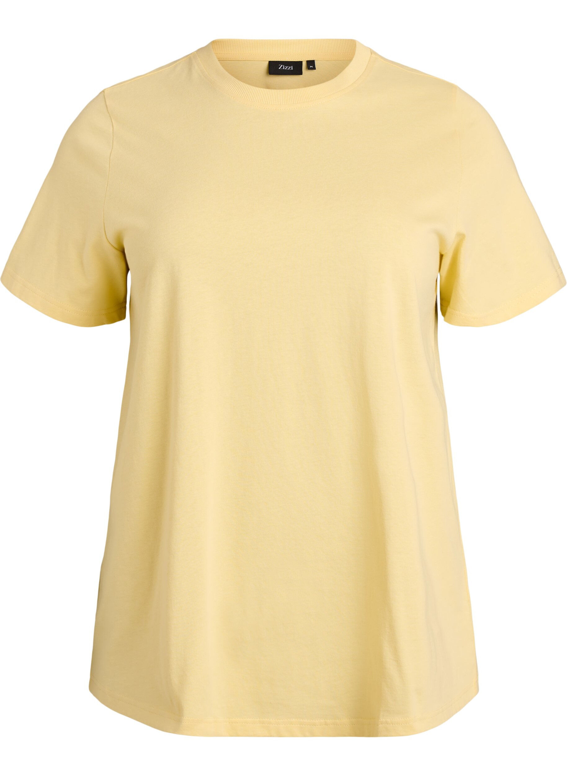 Zizzi Basic-T-Shirt aus Baumwolle mit Rundhalsausschnitt, Gelb, Packshot image number 0