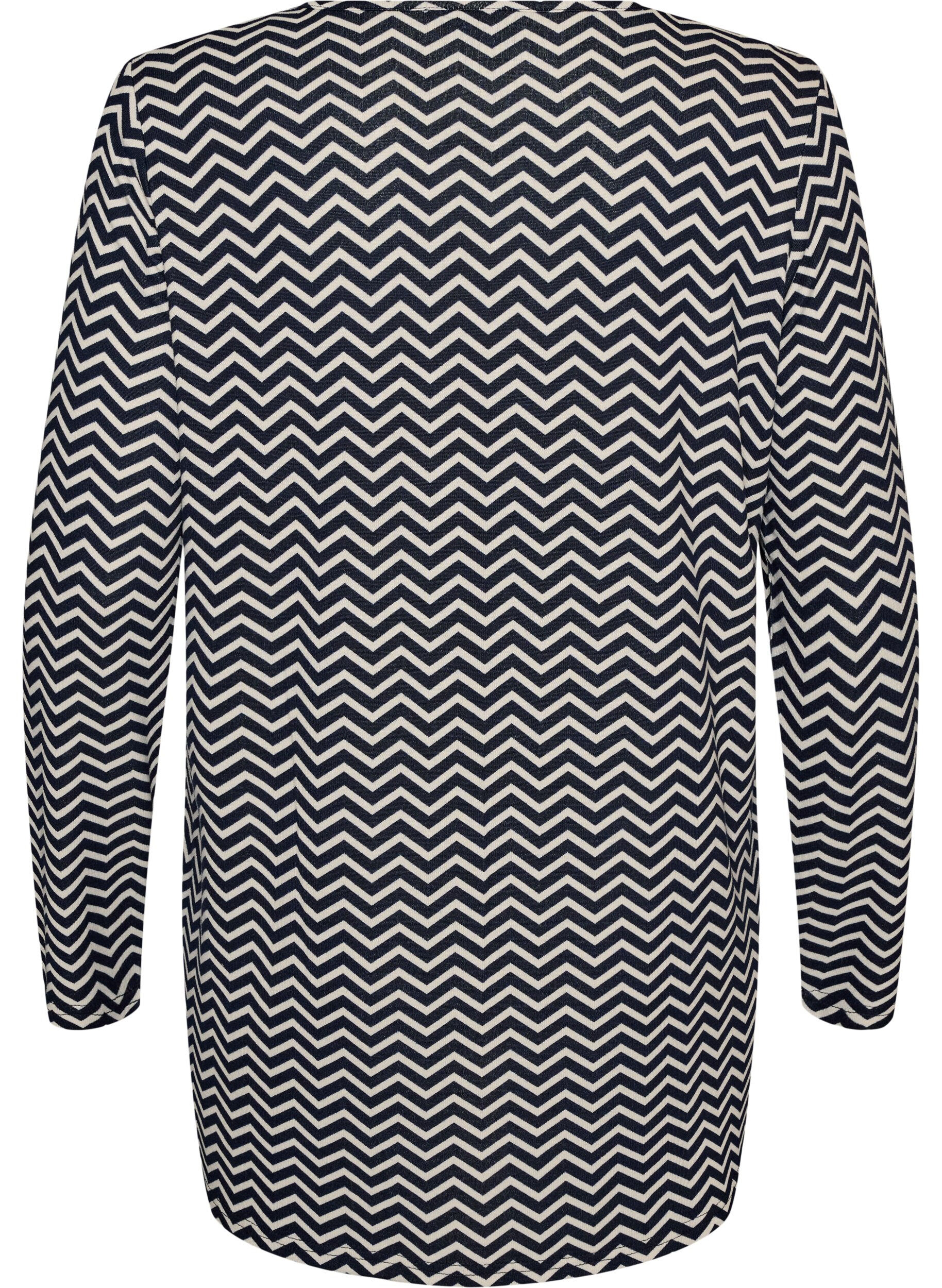 ZizziGemusterte Bluse mit langen &Auml;rmeln, Blau, Packshot image number 1