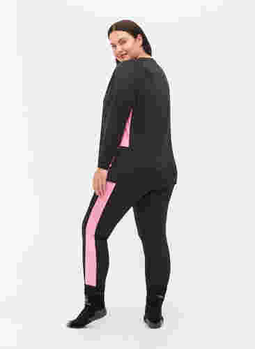 Skiunterhose mit Kontraststreifen, Black w. Sea Pink, Model image number 1