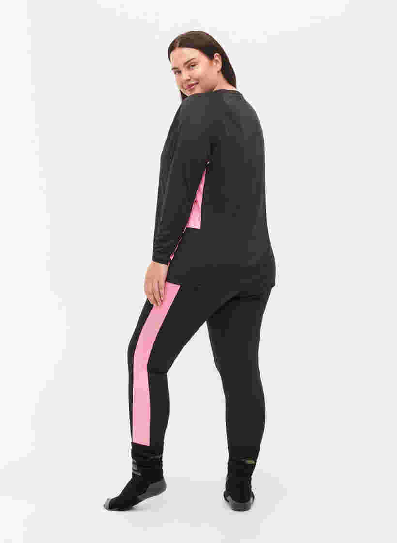 Skiunterhose mit Kontraststreifen, Black w. Sea Pink, Model image number 1