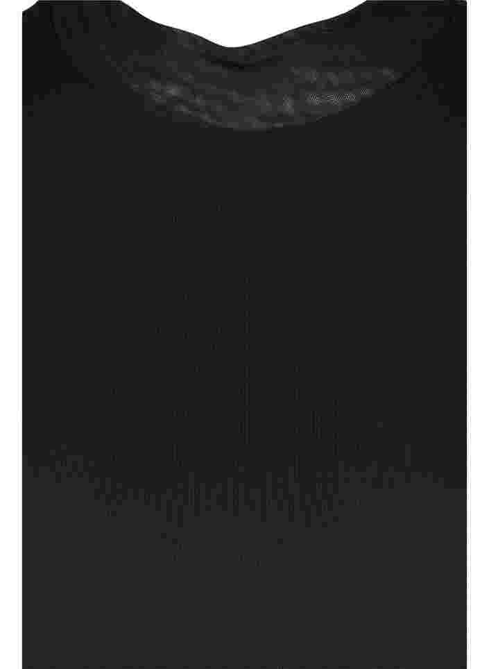 Langarm Midi-Kleid in Mesh, Black, Packshot image number 2