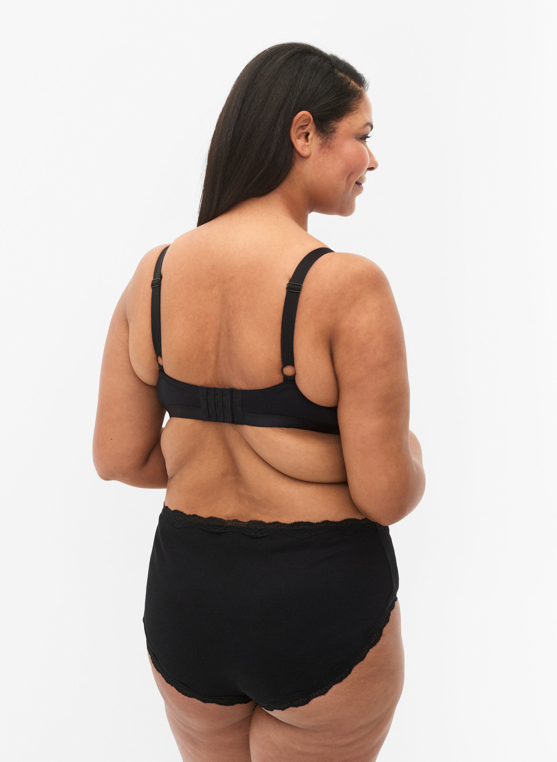 Zizzi 2er-Pack Slips mit Spitzenrand, Black/Black, Model image number 1