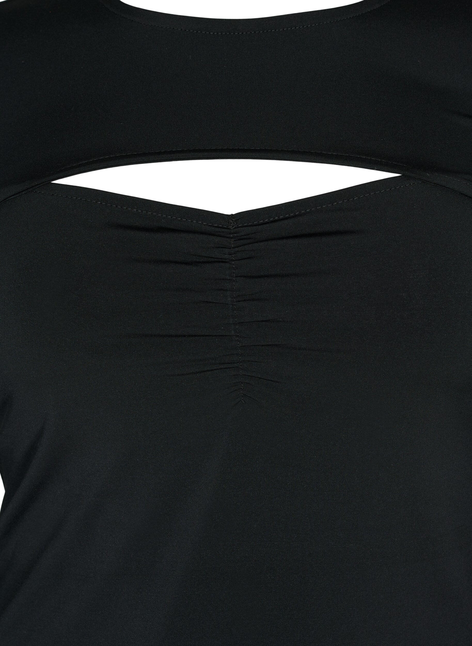 Zizzi Ausschnittbluse mit langen &Auml;rmeln, Black, Packshot image number 2