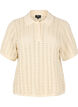 Gestricktes Poloshirt mit Lochmuster, Beige, Packshot image number 0
