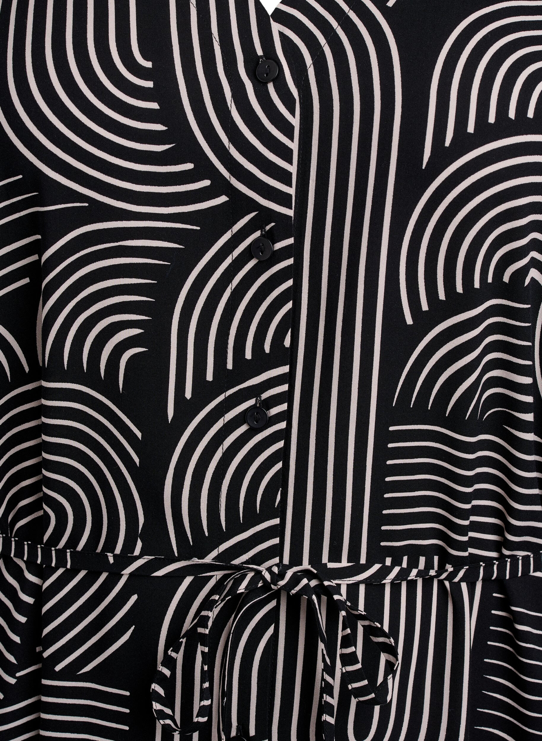 Zizzi FLASH - Midikleid mit Print und Bindeg&uuml;rtel, Schwarz, Packshot image number 2