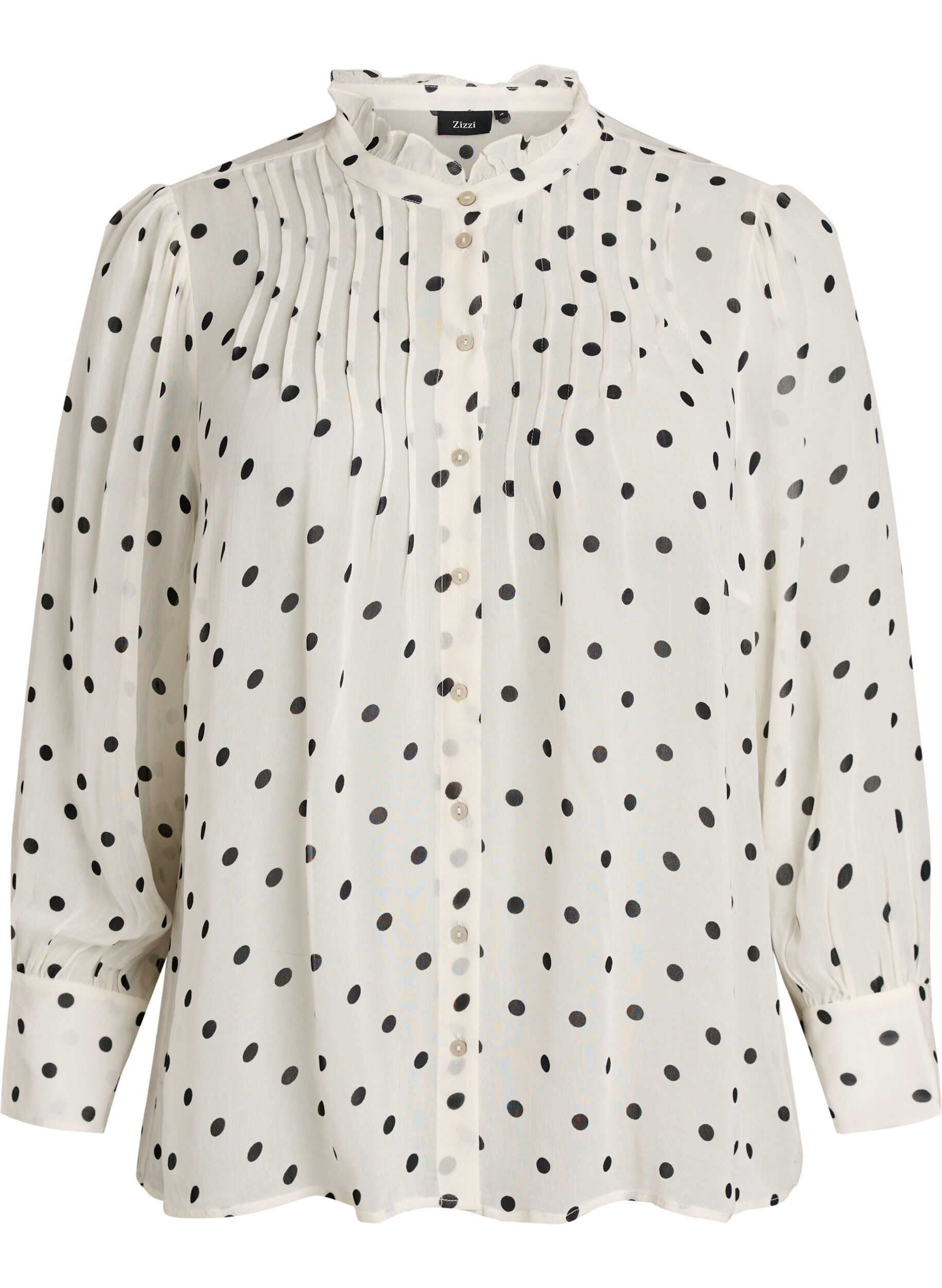 ZizziBluse aus Viskose mit R&uuml;schenkragen, Wei&szlig;, Packshot image number 0