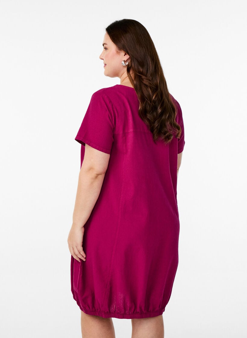 Baumwollkleid mit kurzen &Auml;rmeln, Rot, Model image number 2