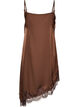 Kleid aus Satin mit Spitze und asymmetrischem Saum, Braun, Packshot image number 1