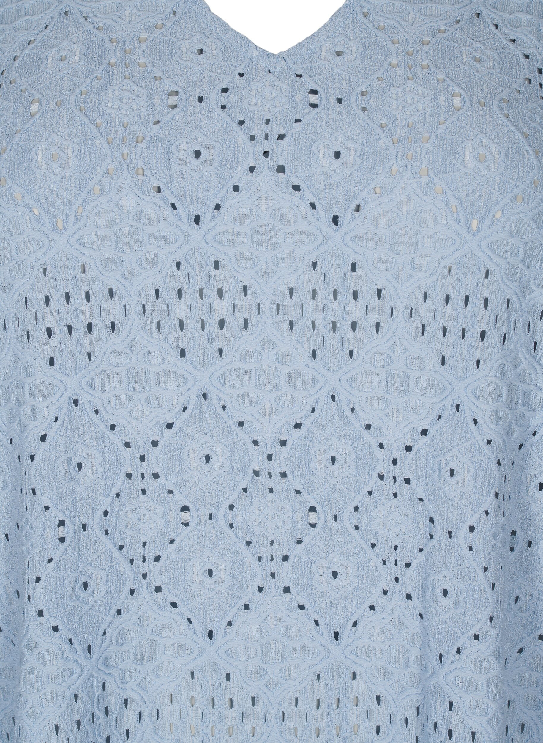 Zizzi Kurzes Kleid mit V-Ausschnitt und Lochmuster, Cashmere Blue, Packshot image number 2