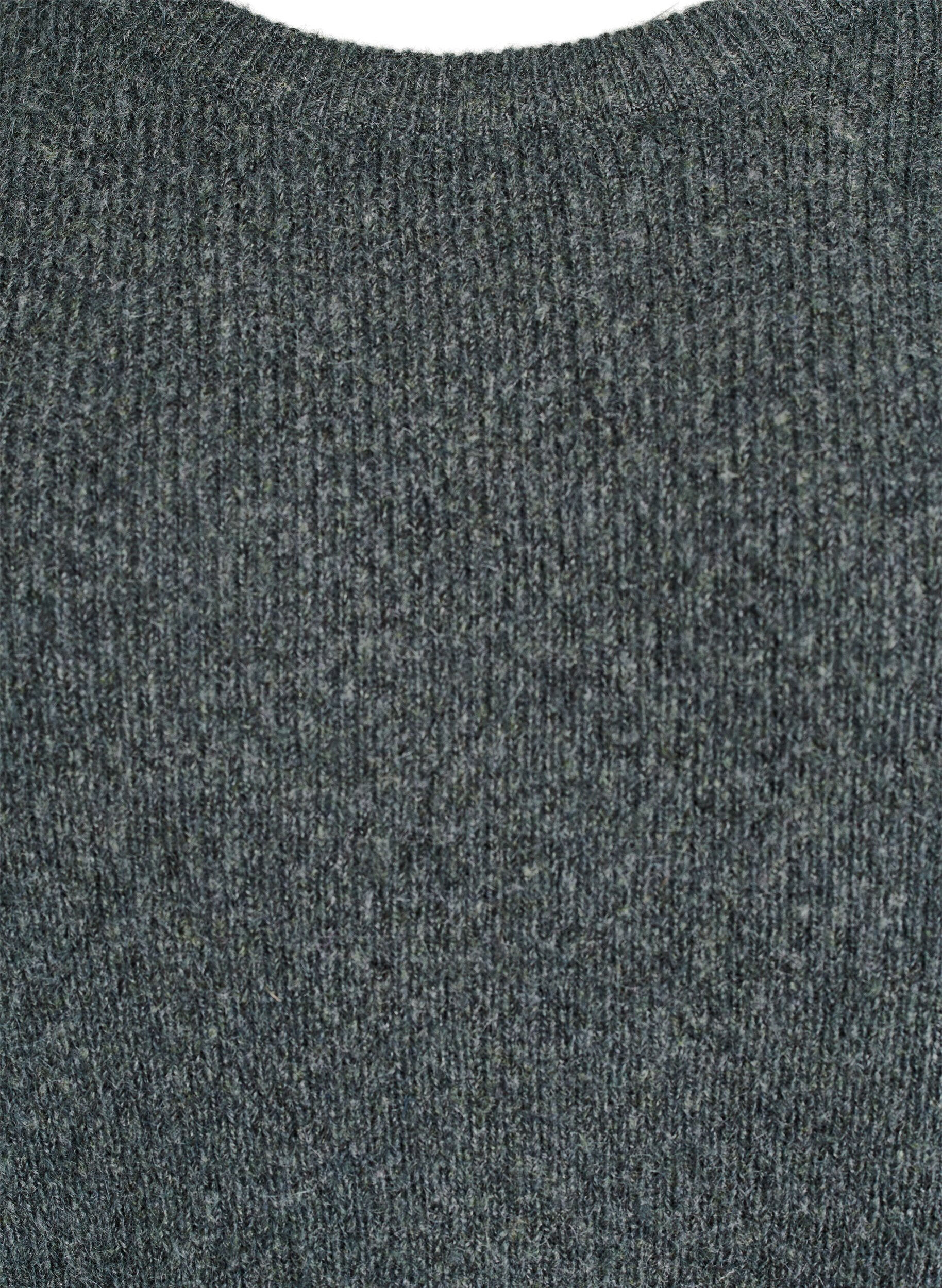 Zizzi Melierte Strickbluse mit Rundhalsausschnitt, Gr&uuml;n, Packshot image number 2