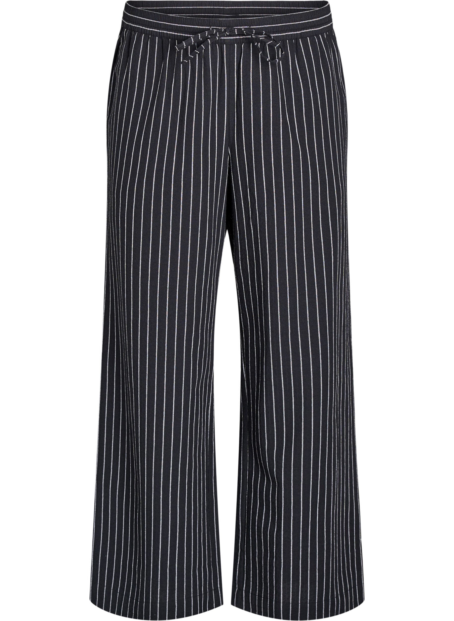 Zizzi Lockere Hose mit hohem Bund und Taschen, Schwarz, Packshot image number 0