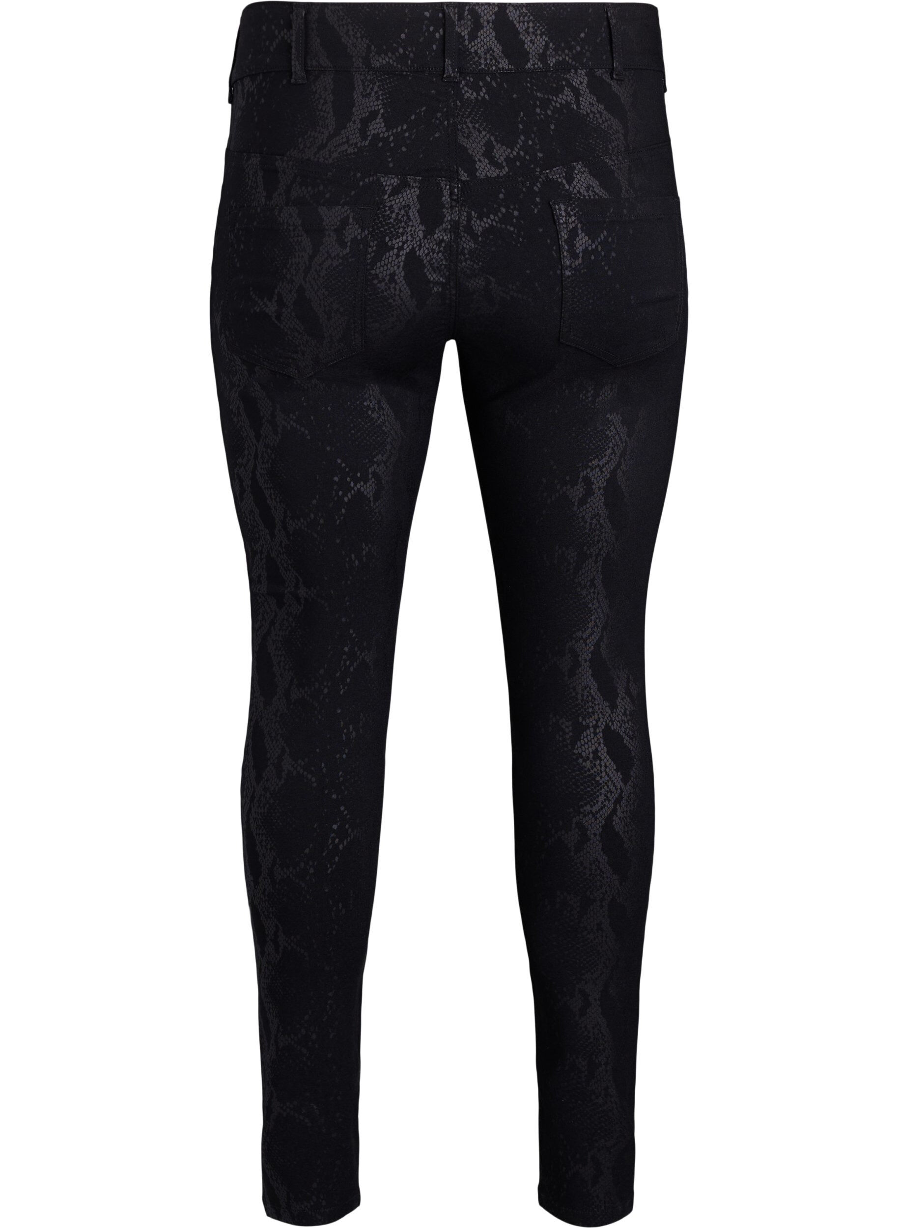 Zizzi Slim-fit-Hose mit Schlangenmuster, Schwarz, Packshot image number 1
