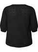 Kurz&auml;rmelige Bluse aus Strick mit Pointelle-Muster, Schwarz, Packshot image number 1