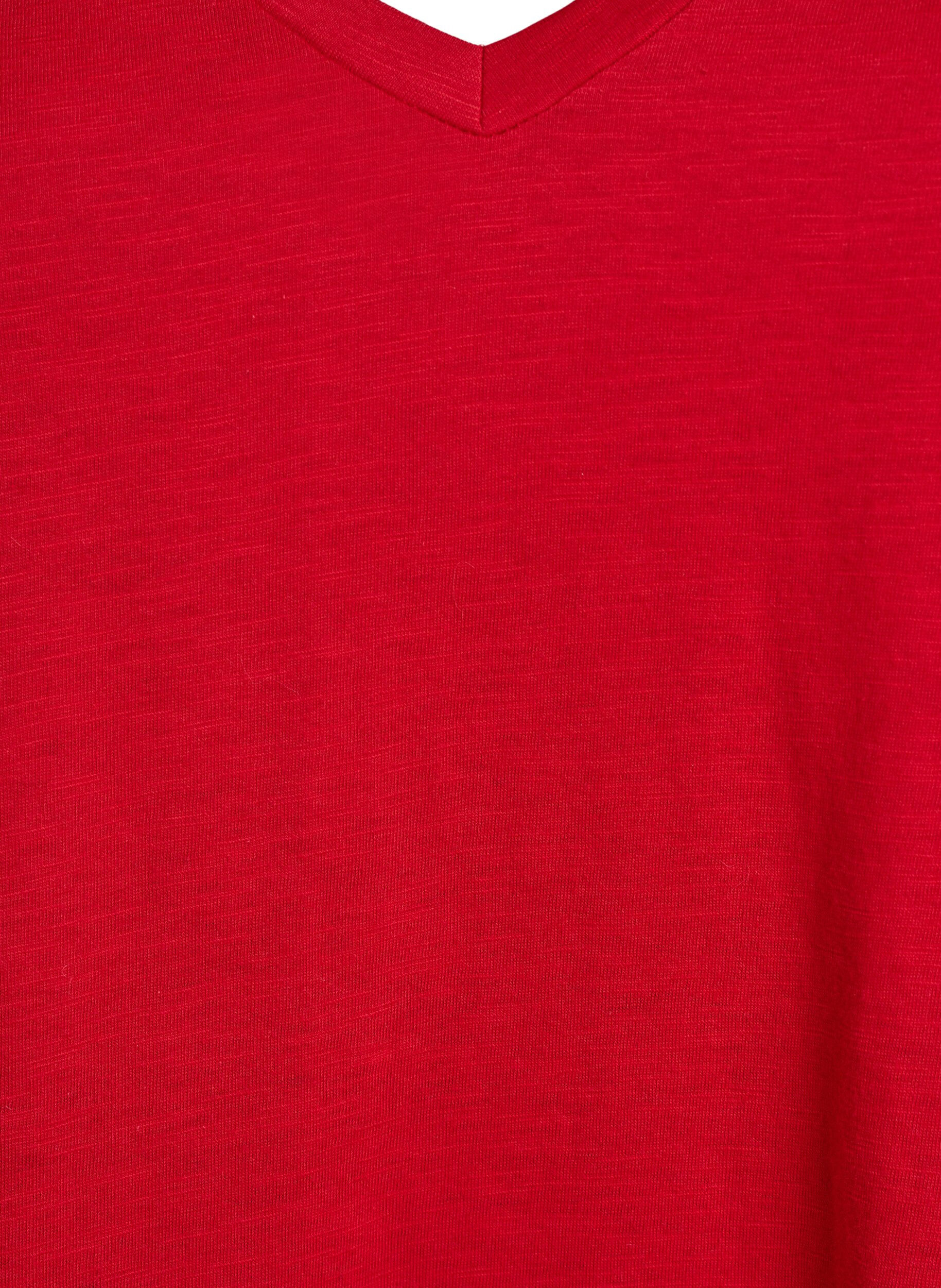Zizzi Kurz&auml;rmliges Basic-T-Shirt mit V-Ausschnitt, Rot, Packshot image number 2
