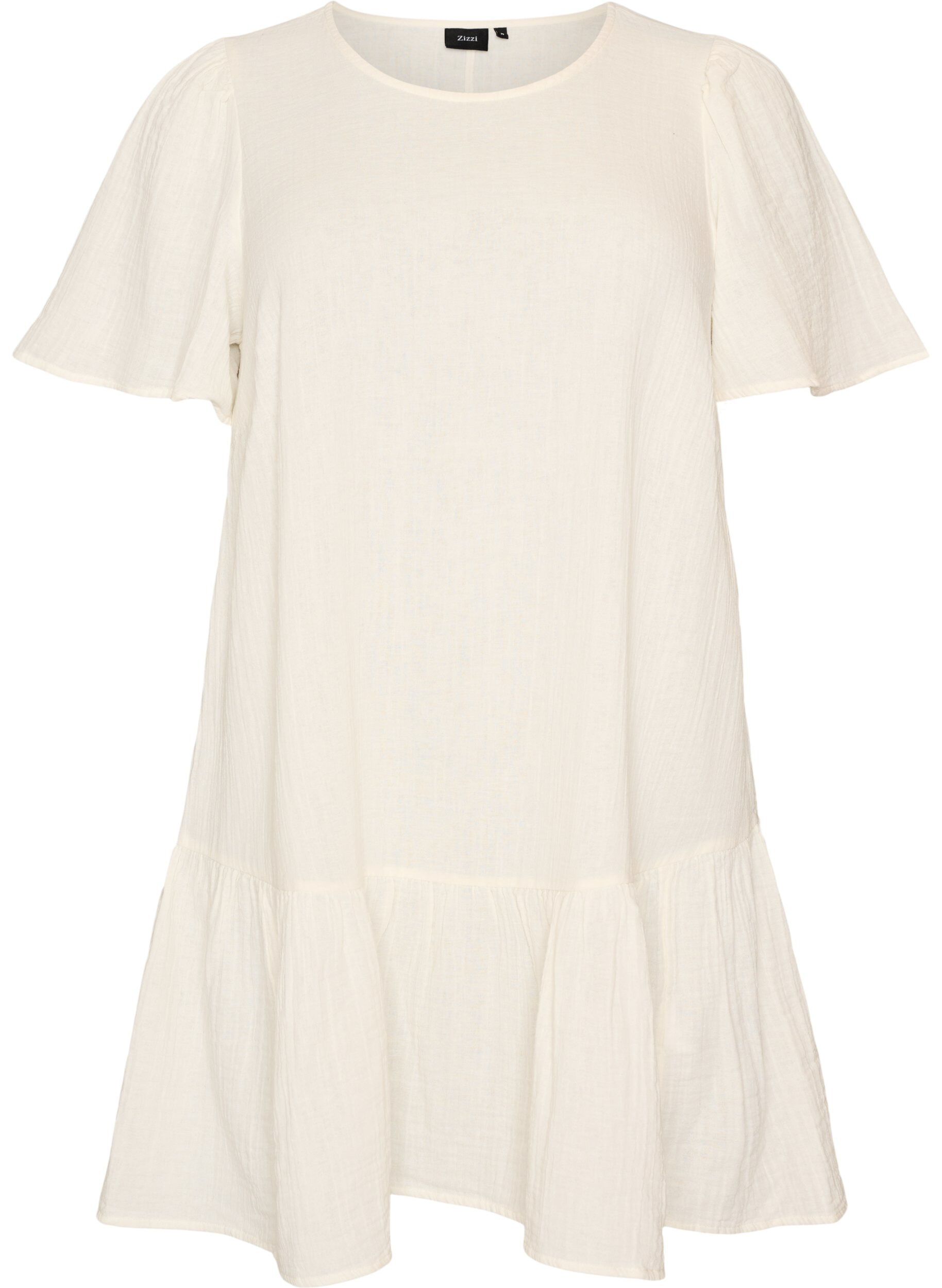 ZizziKurz&auml;rmliges Kleid aus Baumwolle mit A-Linien-Schnitt, Vanille, Packshot image number 0